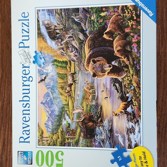 Ravensburger LARGE 500 Piece Puzzle Wilderness Wildlife Bears Wolves Complete - Picture 1 of 8
